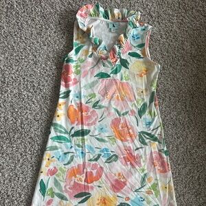 Sleeveless Floral Ruffle V-Neck Shift Dress